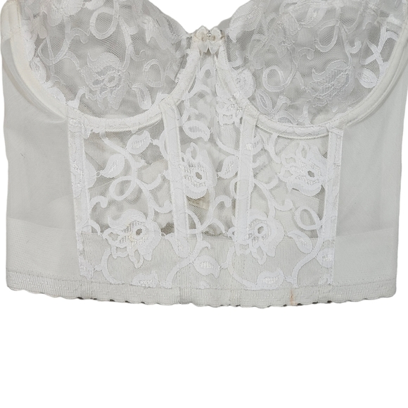 Vintage Gold Label Victorias Secret White Lace Bustier Bra Corset Sz 36B Bridal - Picture 9 of 15